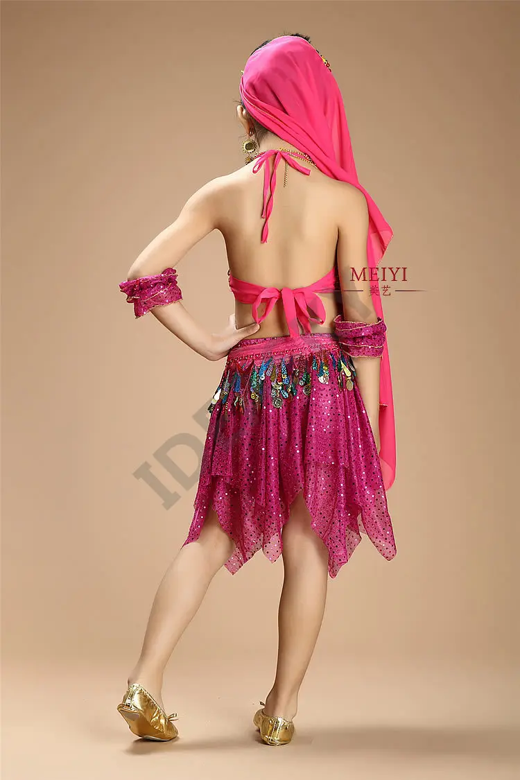 Костюм для танца живота топ брюки комплект для девочек индийское сари одежда для танца живота восточные костюмы детская одежда Болливуд для детей