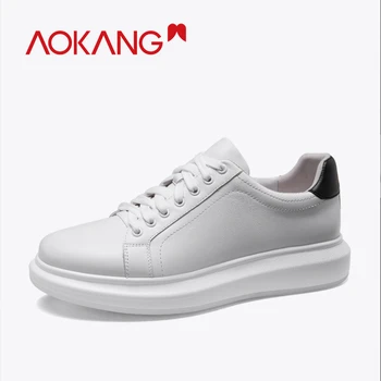 

AOKANG casual shoes men leather comfortable Spring White Male Sneakers Cool Street Men Shoes Brand Man Footwear