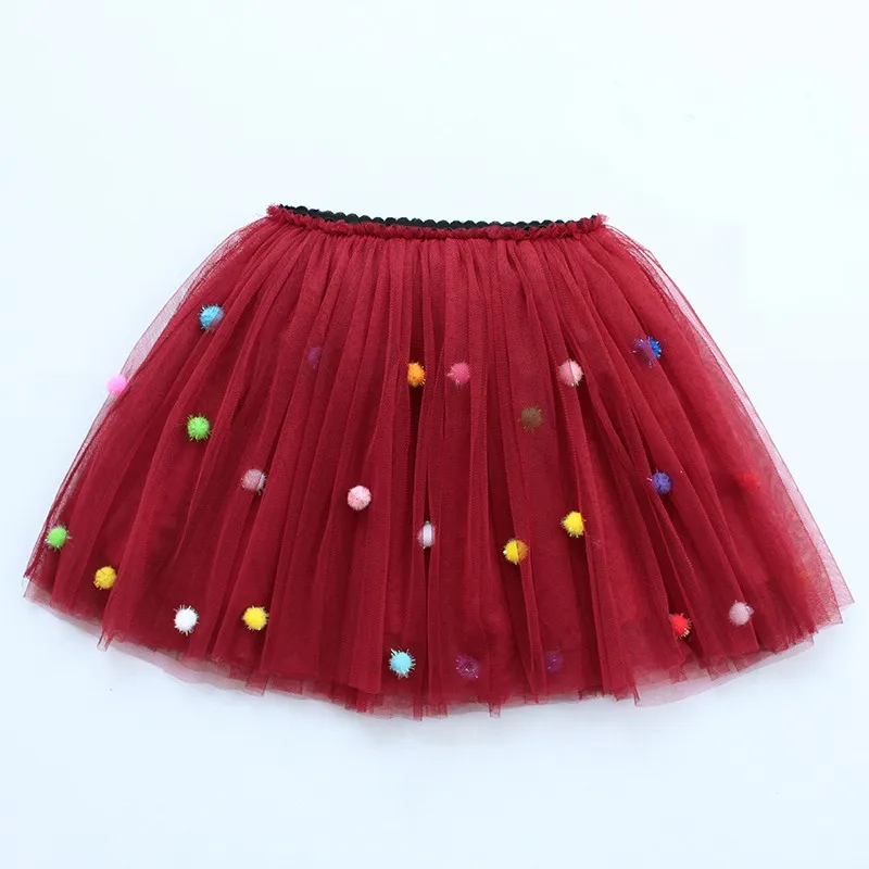 Цветные выпускные юбки для маленьких девочек детская юбка-американка с эластичным поясом и помпоном мини-юбка принцессы из тюля для девочек детская одежда - Цвет: Коричневый