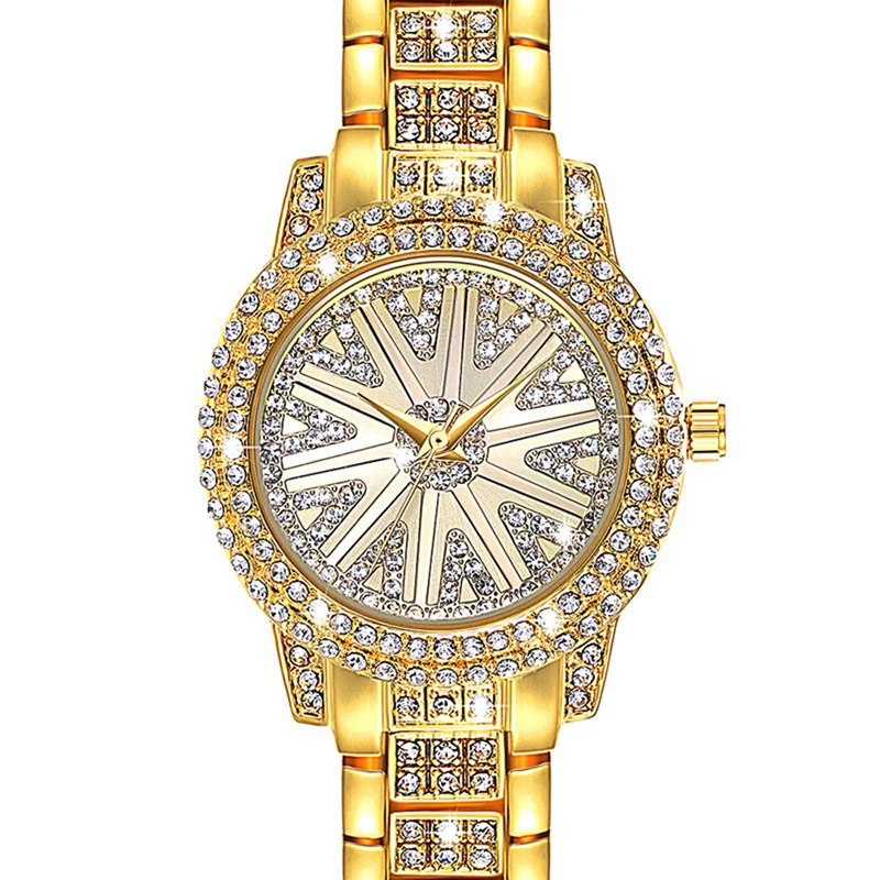 

Full Crystals Fashion Ladies Watch for Women 3 Hands Stones Dial Alloy Bracelet Factory Direct new year gift free shipping