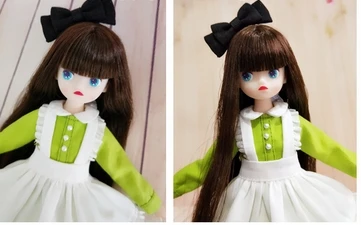 3pcs/set Cute maid outfits Long short Sleeve Dress Bowknot Hairband for blyth OB24, Azone 1/6 Dolls Accessories 9