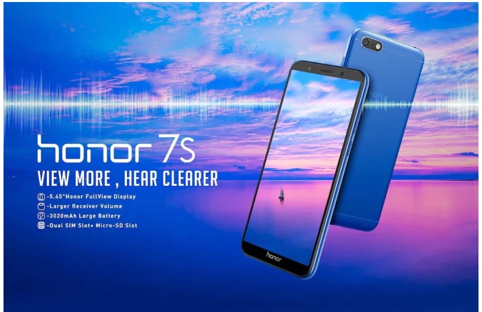 Оригинальная глобальная версия Honor 7S MT6739 четырехъядерный 13 МП камера заднего вида 3020 мАч батарея 5,4" 18:9 экран 2 Гб 16 Гб Смартфон