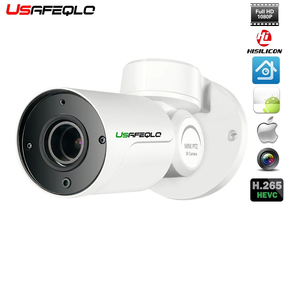 IP PTZ Bullet Camera 1080P Full HD ONVIF P2P IP66 Водонепроницаемая 30 м ИК камера ночного видения мини