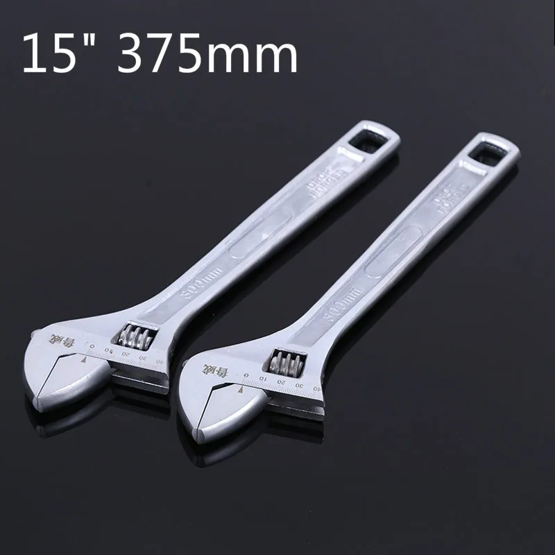 

15" 375mm Universal Adjustable Wrench High Quality Multi-function Chrome-plating Monkey Spanner Hand Tool for Bike or Car