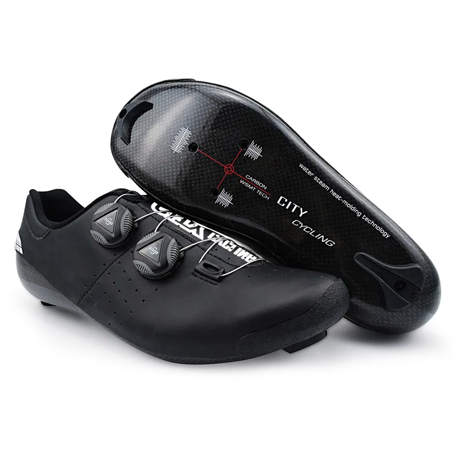 Zapatos de Ciclismo de ciudad moldeables por calor 3 K fibra de carbono para bicicleta de carretera hebilla o 1/2 cordones de zapatos auto-bloqueo termoplástico bicicleta Zapatos de Ciclismo de ciudad moldeables por calor 3 K fibra de carbono para bicicleta de carretera hebilla o 1/2 cordones de zapatos auto-bloqueo termoplástico bicicleta