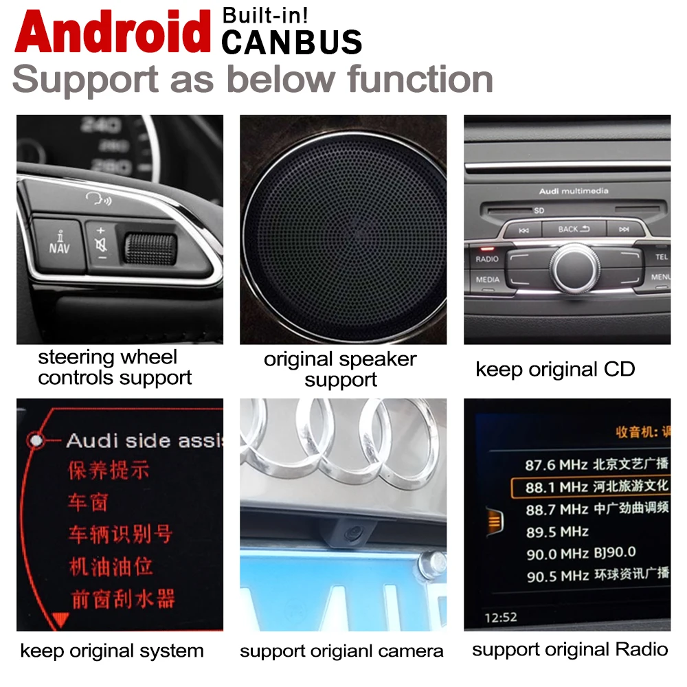 Best For Audi Q5 8R 2008~2017 MMI Navigation Multimedia Player Android Car Radio GPS WiFi BT Audio Video System WIFI MAP HD Screen 4