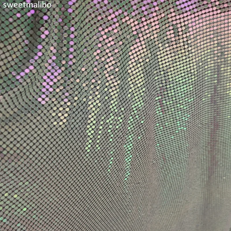 

3pcs 20"by 60" Iridescent White Color Metal mesh metallic fabric