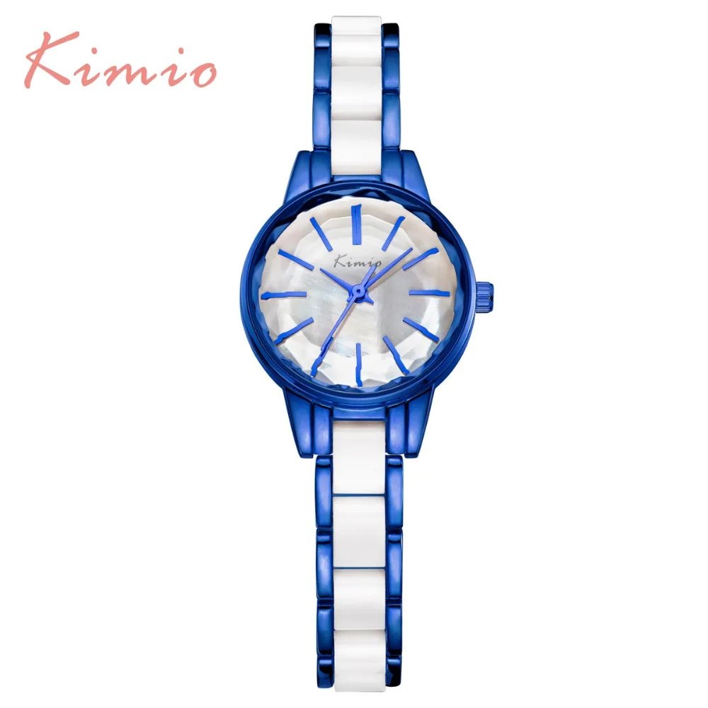 

2018 New Brand Kimio Quartz-watch Ladies Imitation Ceramic Watch women Luxury Gold Royal blue Bracelet Watches with gift box