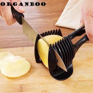 Распродажа! Многофункциональные кухонные аксессуары для приготовления пищи гаджеты лимонный томатный картофель слайсер яйцо еда клип лук резак салат инструмент - Цвет: Черный