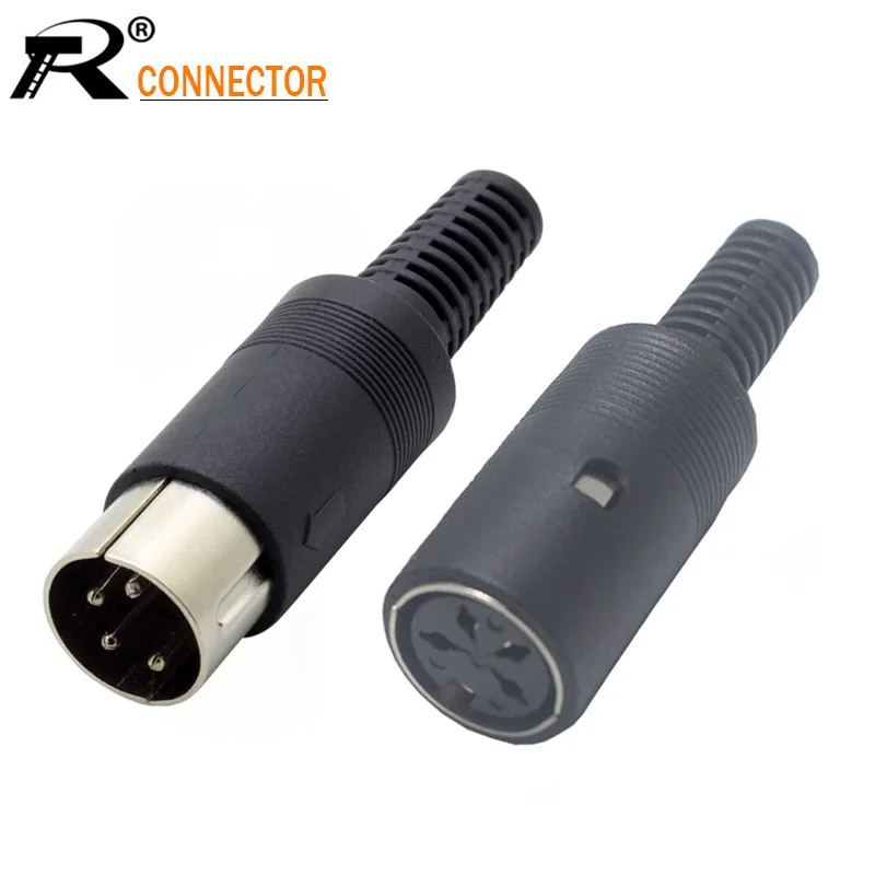 

10pcs 4 Pin DIN Female/Male Plug Jack DIN Cable Connector With Plastic Handle DIN Adapter Converter Wholesales