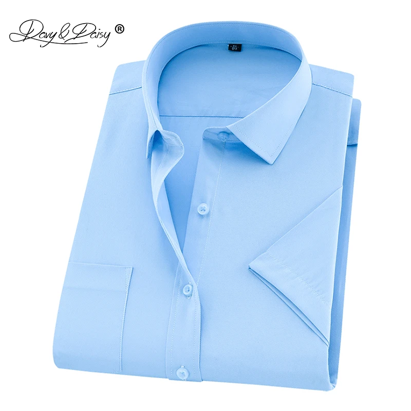 DAVYDAISY 2019 جديد الصيف زائد حجم الرجال قميص بأكمام قصيرة الصلبة حك قميص رسمي للأعمال الذكور الملابس حجم 5XL 6XL 7XL 8XL DS252