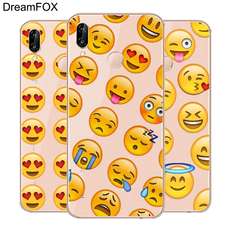 

DREAMFOX L088 Smile Face Emoji Soft TPU Silicone Case Cover For Huawei Honor 6A 6C 7X 9 10 P20 P30 Lite Pro P Smart 2019