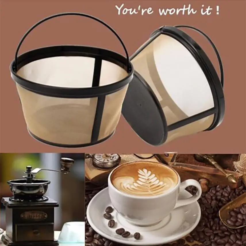 12 16 Cup Coffee Filter Baskets Style Permanent Gold Tone Coffee Filter