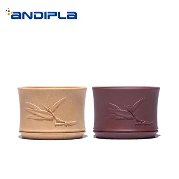 

2PCS/Lot 70ml Yixing Purple Clay Teacups Raw Ore Zisha Bamboo Leaves Pattern Mini Cups Master Small Tea Bowl Cup Drinkware Decor