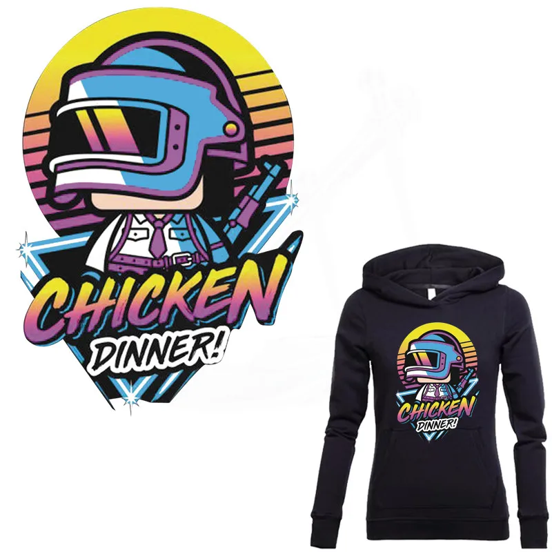 

Cartoon PUBG "CHIVKEN DINNER" patches for clothing DIY T-shirt clothing patches Thermal transfer sticker