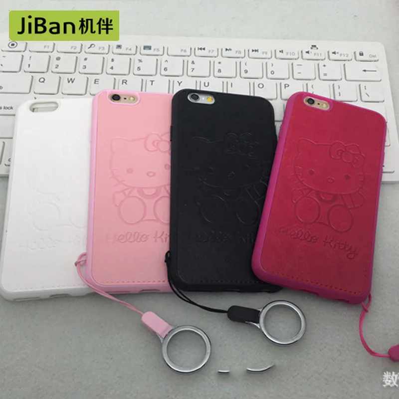 

JiBan Hello kitty All-inclusive Pressure Map TPU Soft Glue Phone Case For iPhone 6 6S Plus 7 8 Plus X Leather Protective Cover