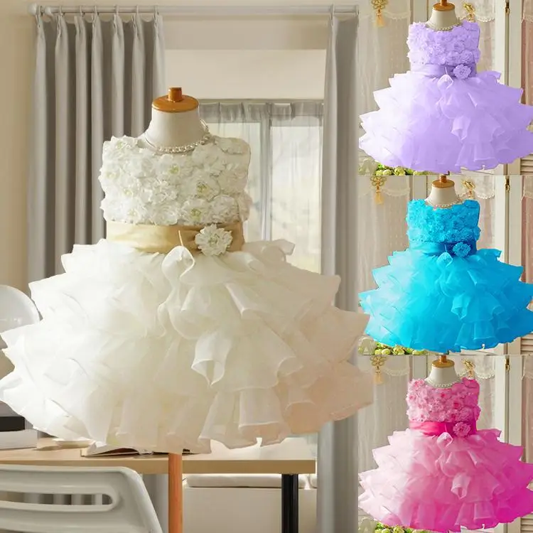 New 2017 Flower Girl Christening Wedding Party Pageant Dress Baby First Communion and Toddler Gowns Child
