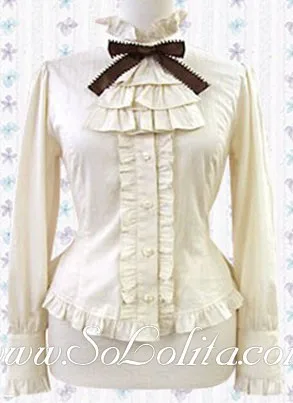 Лолита специальный лук Ruffled Tie плиссированные границы хлопковая блуза - Цвет: Белый
