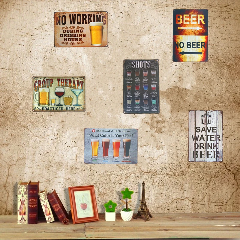 

Vintage Metal Tin Sign Beer Shots Wall Plaque Poster Art Bar Pub Tavern Wall Decoration