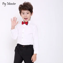 Цветок для мальчиков белые торжественные рубашки Свадебные из хлопка с длинными рукавами детские топы для мальчиков школьная блузки для учеников Костюмы S22