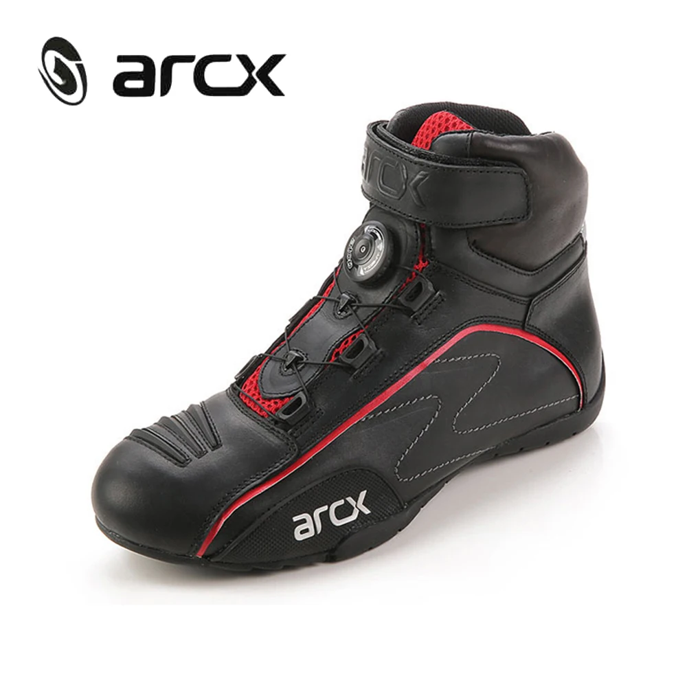 

ARCX Cow Leather Motorcycle Road Racing Shoes Street Moto Cruiser Touring Biker Motorbike Riding Boots with Tuning Knob Laces