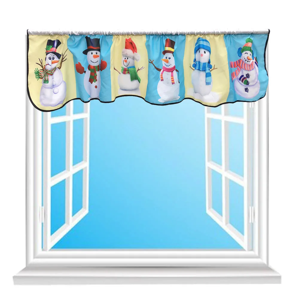 

2017 New Arrival Decorative Christmas Santa Claus Snowman Design Tapestry Window Kitchen Cortina Valance curtain for living room