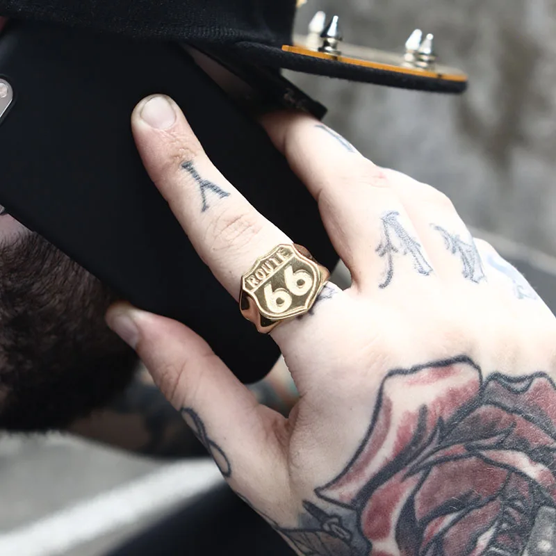 Beier new store 316L Stainless Steel ring high quality USA Biker Road ROUTE 66 Ring For Men Motor Biker Men's Jewelry LLBR8-126R