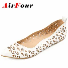 Airfour New Women Fashion Cut-outs Spring and Autumn Flats Shoes Woman 3 Colors Sweet Pink Shoes Slip-on Casual Flats Shoes