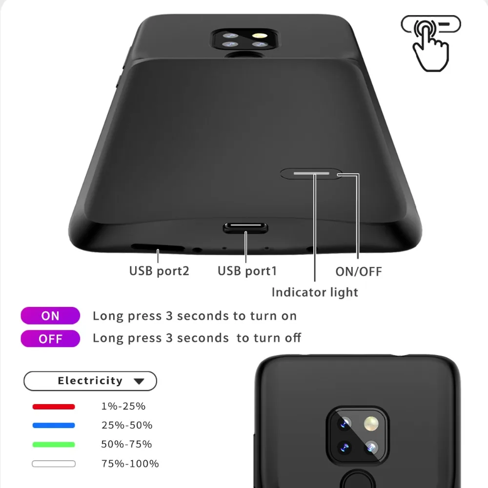 Gagaking Аккумулятор Чехол для huawei mate 8 9 10 20 ультратонкий перезаряжаемый Расширенный