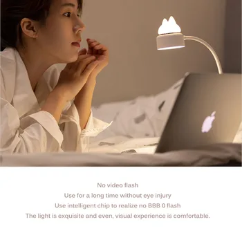 

Silicone Lamp Cat-Ear Lamp Dual Lighting Source USB Light Adjustable Brightness Eyes Protection Study Room Business