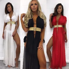 Популярные модели и ветер кардиган платье Сексуальная перспективная шифоновая блузка без рукавов Пляжная с высоким разрезом с поясом