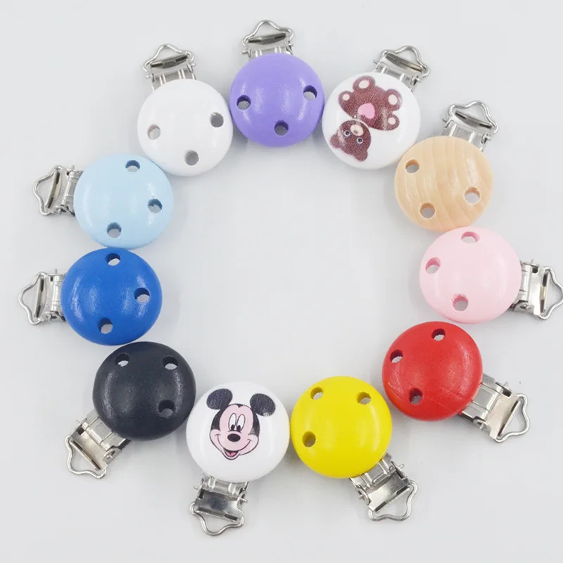 Beli 5 Pcs Kayu Dot Klip Kayu Bulat Klip Pesona untuk Bayi Dot Rantai Teether Mainan