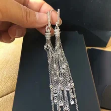 YP Мода 925 стерлингового серебра кисточкой Круглый Циркон серьги-гвоздики кисточкой Круглый AP дизайн женские свадебные украшения