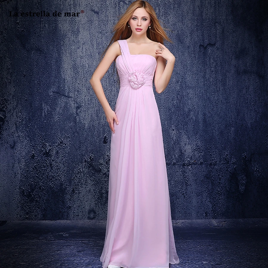 

vestido madrinha 2019 new chiffon one shoulder A Line pink purple champagne blush pink Burgundy bridesmaid dresses long plus