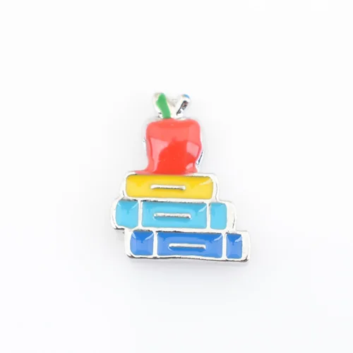 

Apple and books, Floating charms,Fit floating charm lockets, FC0373