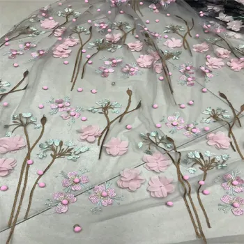 

Stylish French 3d lace fabric with some small cotton balls Latest embroidery lace fabric for wedding dress A589-1