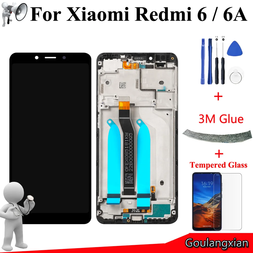 Pаспродажа 5,45 AAA качественный font b lcd b font с рамкой для Xiaomi Redmi 6A font b lcd b font дисплей кодирующий преобразователь сенсорного экрана в сборе для Redmi 6 font b lcd b font Замена Новый