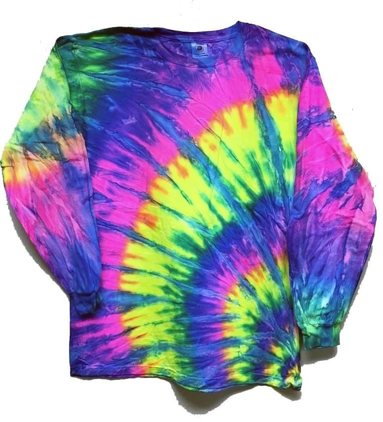 LONG SLEEVE SUNBURST SWIRLS  RAINBOW TIE DYED TEE SHIRT - SIZE M  #8