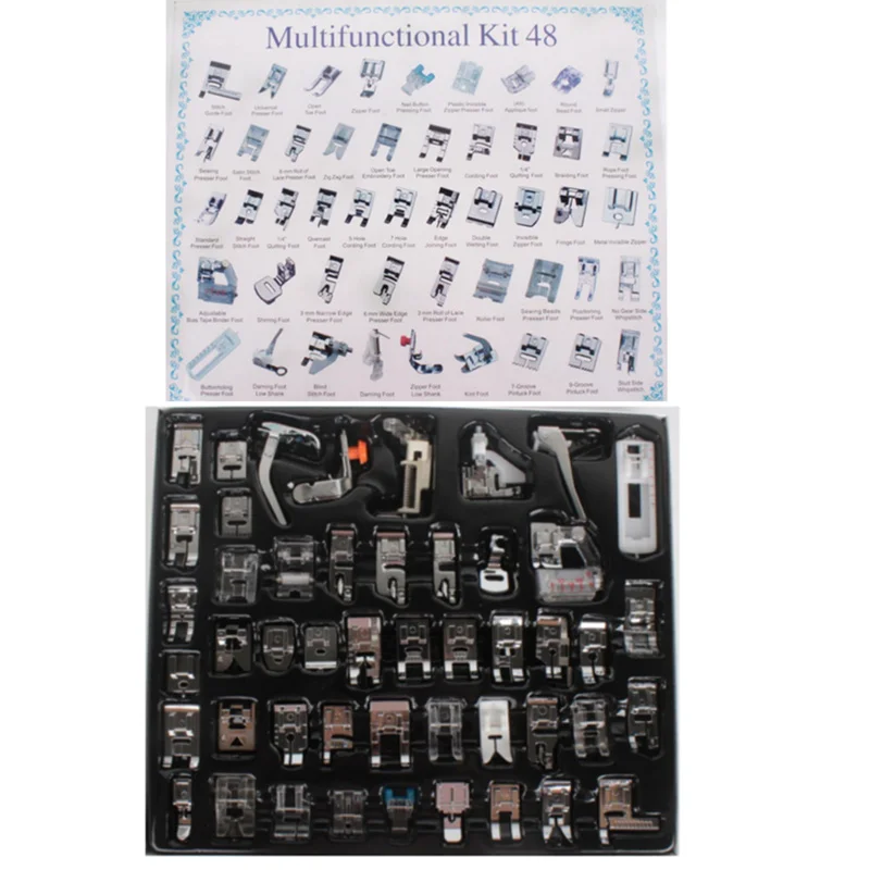 

Aiskaer Professional 48pcs Sewing Machine Presser Feet Set for Brother, Babylock, Singer, Janome, Elna, Toyota, 5BB5083