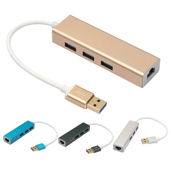

Gigabit Ethernet Network USB Adapter USB to RJ45 Dongle Lan Card Adaptor 3 Ports USB 3.0 Hub Splitter for MAC/Windows XP/7/8 OS
