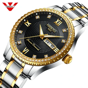

NIBOSI Luxury Top Brand Crystal Watch New Type Relogio Masculino Stainless Steel Men Watches Waterproof Quartz Wristwatches