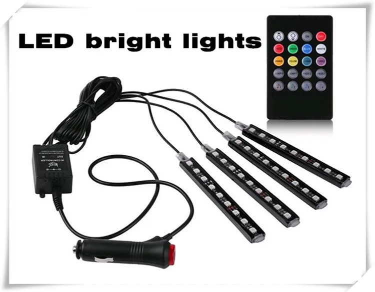 Новые 4 Шт Автомобильные RGB Светодиодные полосы света светодиодные полосы света декоративный дизайн автомобиля атмосферные лампы автомобиля свет с удаленные аксессуары