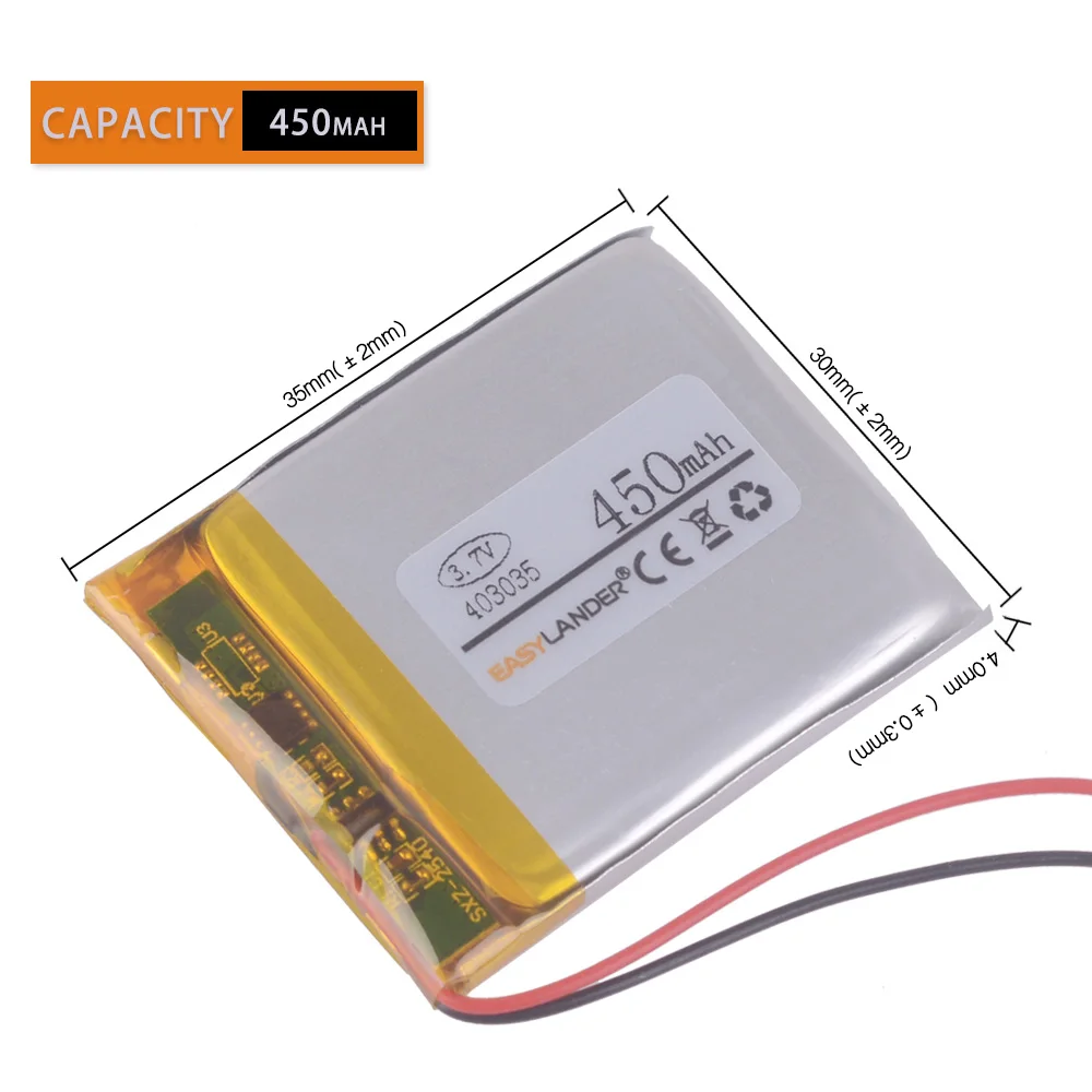 403035 3 7 V 450mAh небольшие перезаряжаемые батареи для mp3 mp4 спикер DVR GPS маленькие