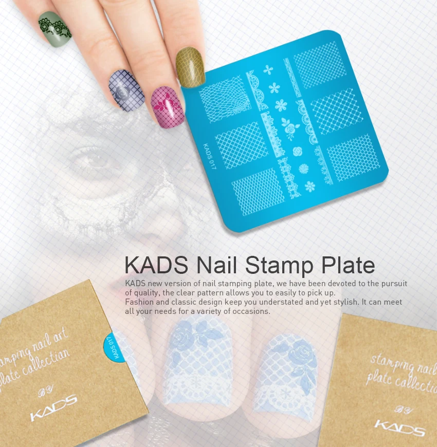 KADS Мода Цветы и Кружева Дизайн Ногтей Печать Печать Плиты Nail Art Шаблон Красоты Маникюр Трафарет DIY Польский Инструмент