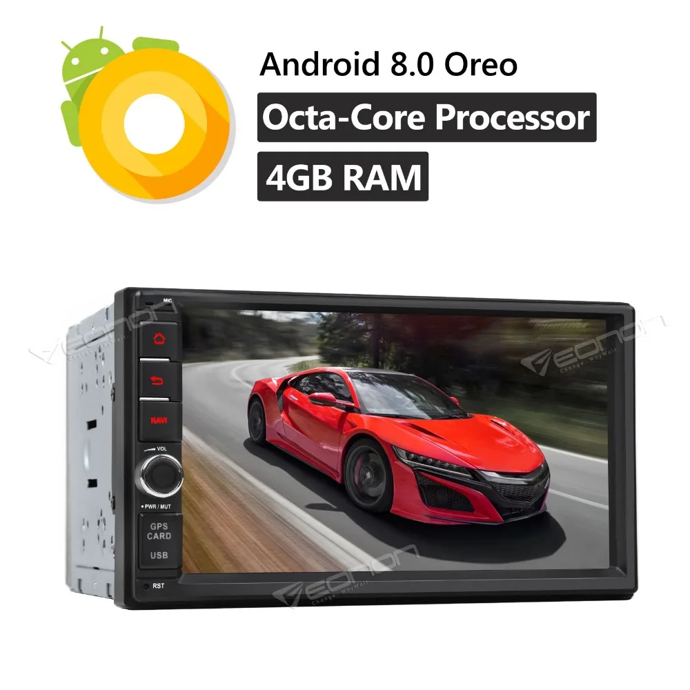 EONON 2 Din 7'' Android 8.0 Octa Core 4G RAM Universal Car Radio Stereo Player GPS Navigation Bluetooth FM WIFI USB NO DVD