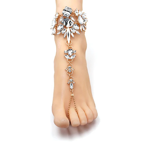 6 видов стилей, модный браслет, свадебные сандалии с босиком, Пляжная бижутерия для ног, макси, сексуальная цепочка на щиколотку, женский браслет с кристаллами в стиле бохо, 1 шт - Окраска металла: white Anklet