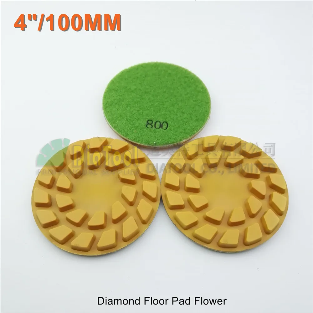 newly resin 3pcs lot tall SHDIATOOL 3pcs 100mm #800 diamond floor sanding disc Flower 4