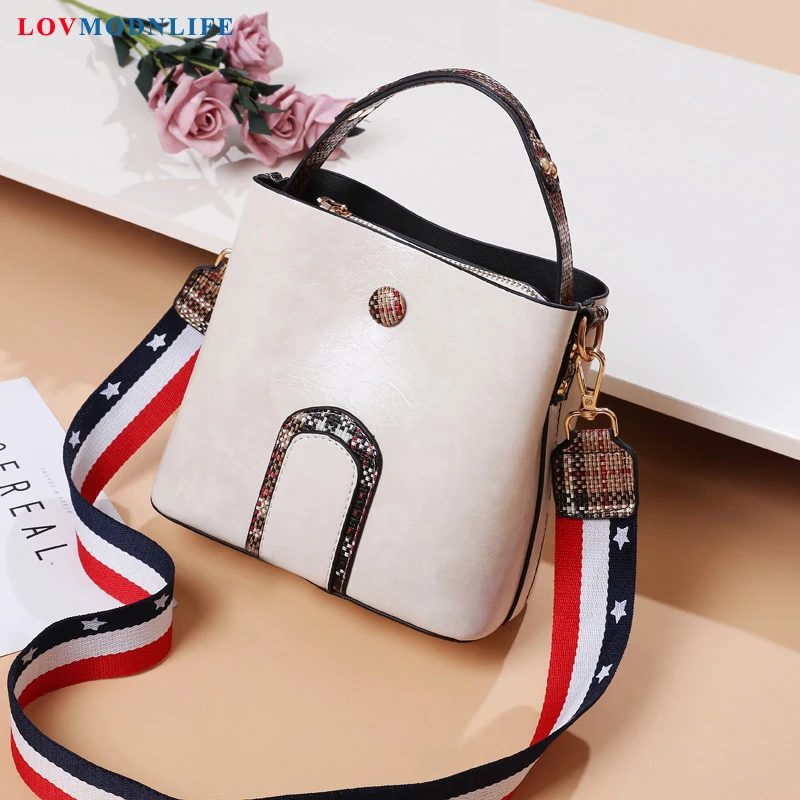 

Luxury Handbags Women Shoulder Bags Designer Woman Crossbody Bags 2019 Summer Female Off White Tote Bucket Bag With Wide Belt