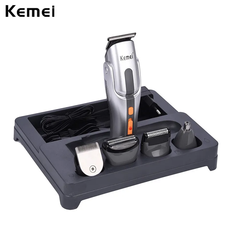 KM 680A 5 in 1 Hair Trimmer Rechargeable Hair Clipper Shaver Razor Rotatable Carbon Steel Blade