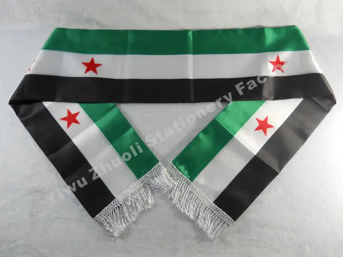 

Factory Supply Stock Scarf Printing Satin Free Syria Flag Scarf 120X12CM Scarves Free Shipping